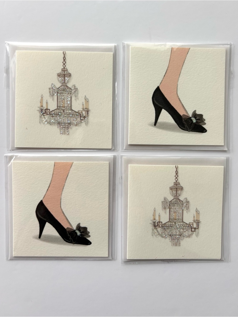 Karen Adams Set of Four Gift Enclosure Cards NWT Blank 3” x 3” Glitter Envelopes